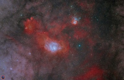 Nebulosa Laguna e Nebulosa Trifida<br />3h di integrazione